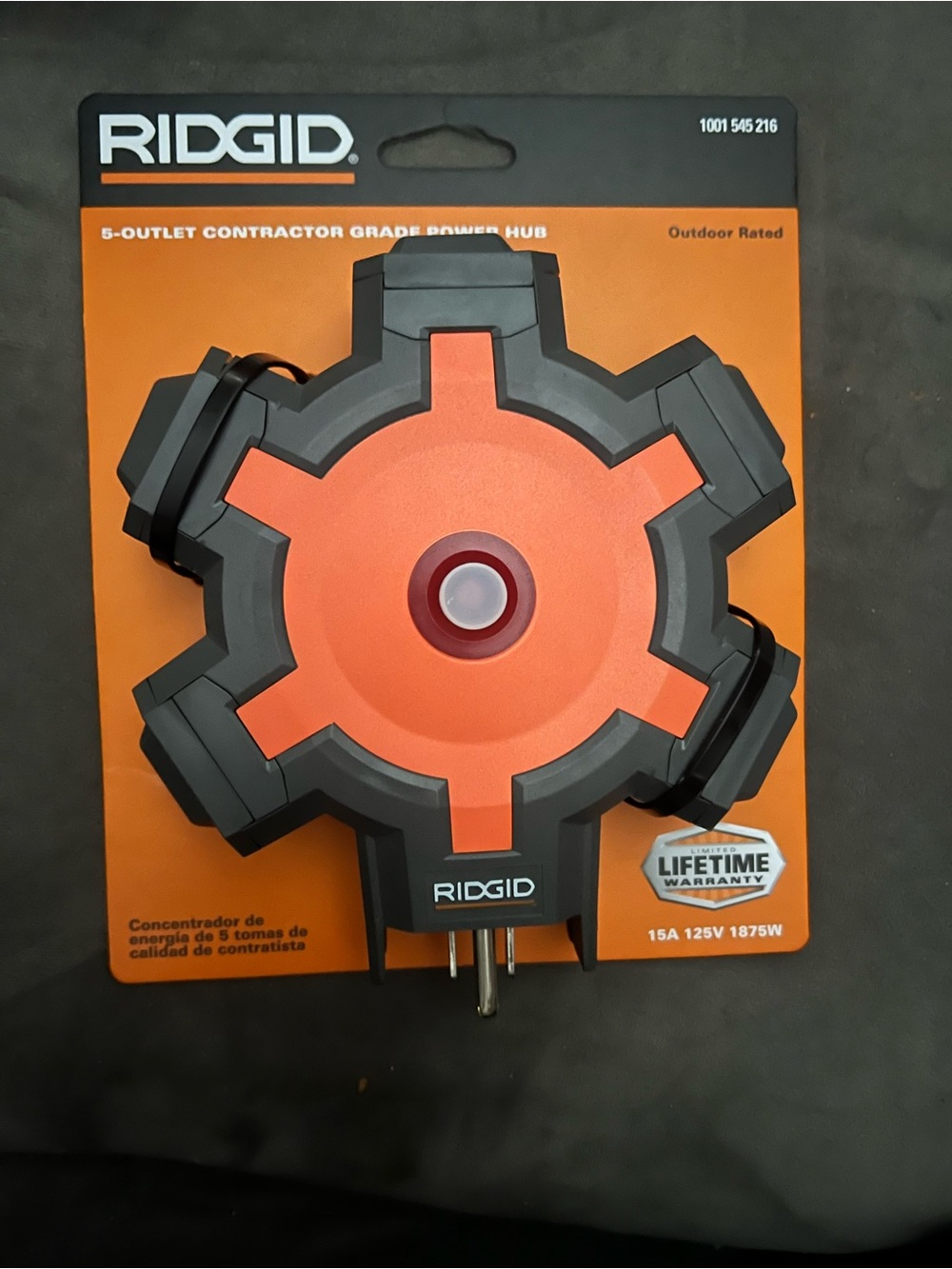 Orange & Black 5-Outlet Contractor Grade Power Hub